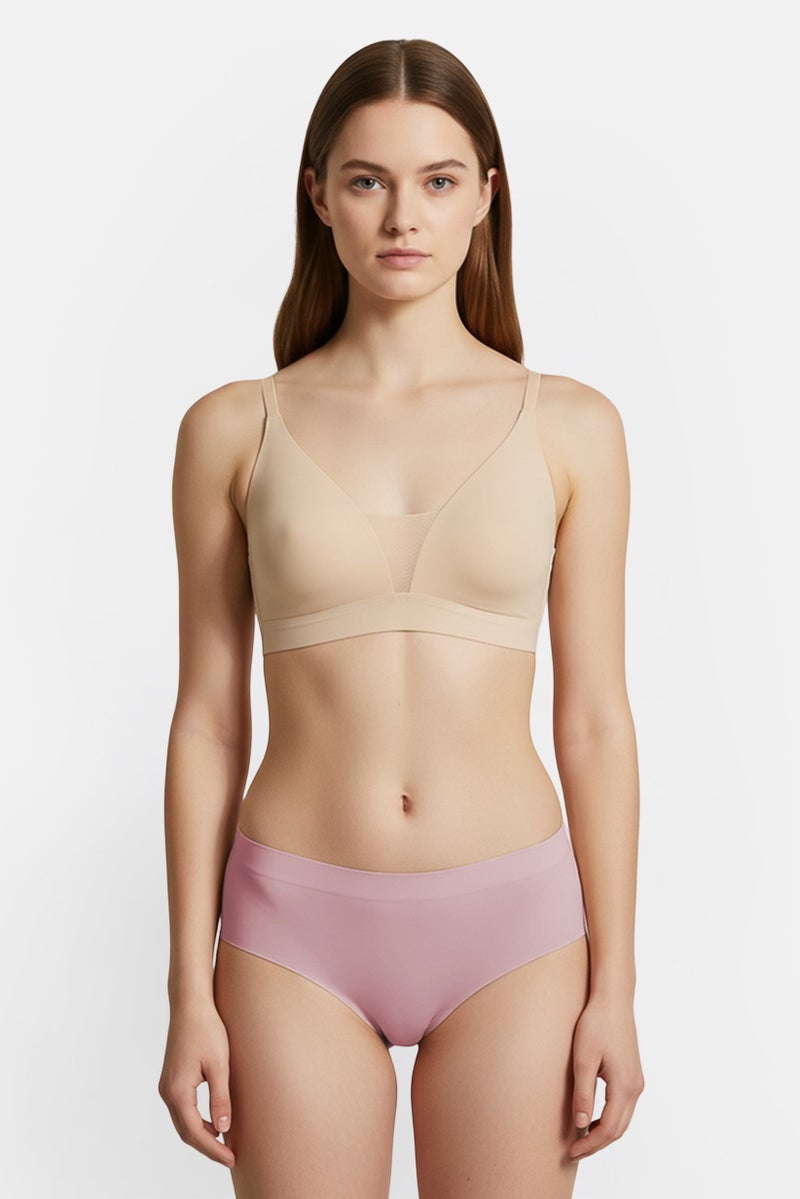 bebe حمالة صدر نسائية بسيطة مع حشوة خفيفة، بيج - Image 1