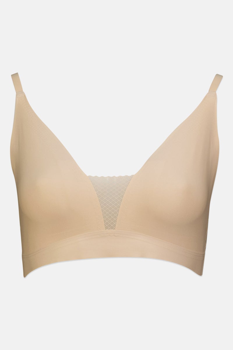bebe Women Plain Lightly Padded Bra, Beige - Image 2