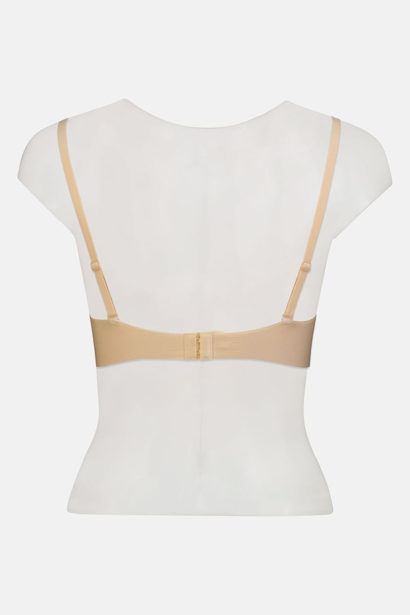 bebe Women Plain Lightly Padded Bra, Beige - Image 3
