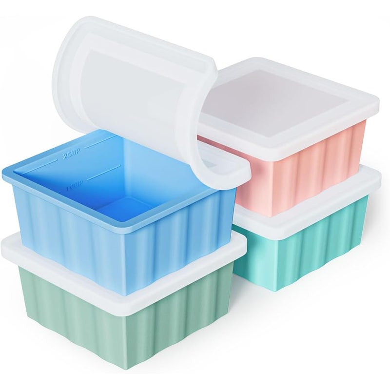 GGOW Silicone Freezer Tray For Soup Ice Cubes: 2-Cup Freezing Meal Prep - 4Pack Silicon Portion Freeze Make Stock Souped Cube - Image 1