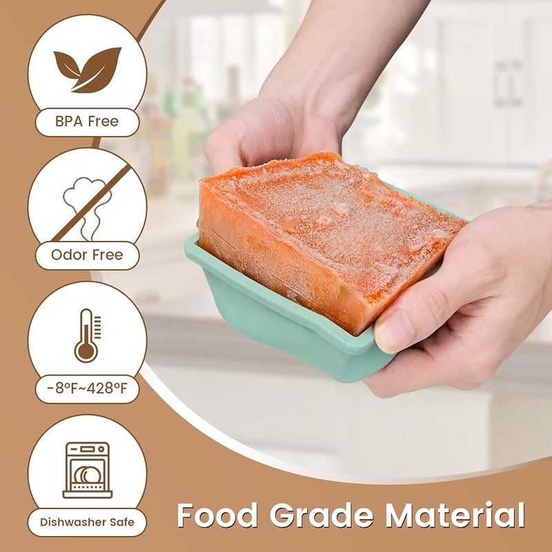 GGOW Silicone Freezer Tray For Soup Ice Cubes: 2-Cup Freezing Meal Prep - 4Pack Silicon Portion Freeze Make Stock Souped Cube - Image 2