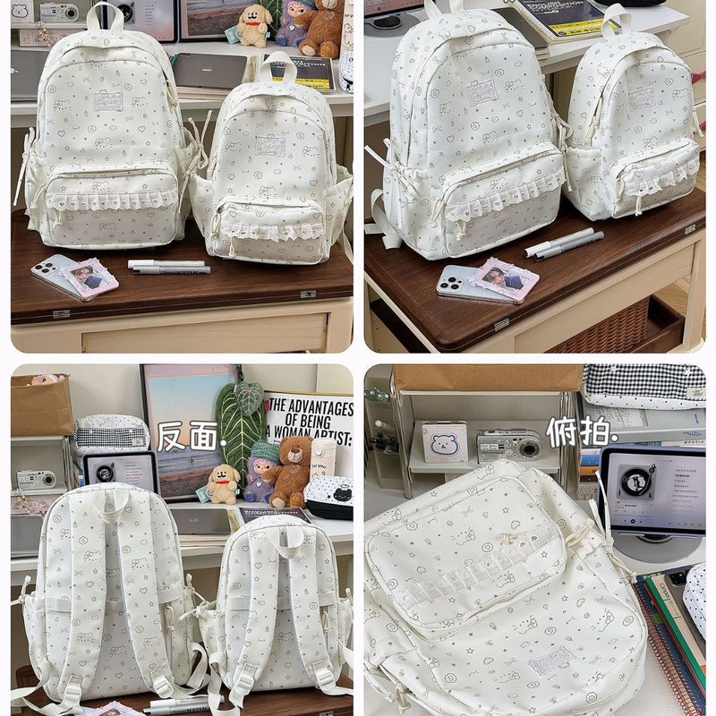 Cute Cartoon Print Lace Trim Mini Travel Backpack - Image 5