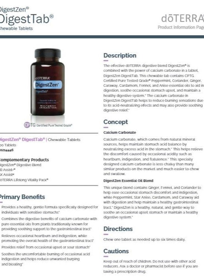DoTerra - Digesttab - 100 Chewable Tablets - Image 2