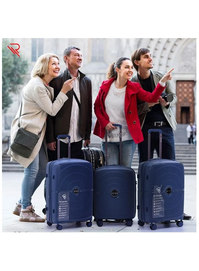 Reflection Reflection 24 Inch Polypropylene Suitcase Lightweight Hardside Gloss Line Series Travel Luggage Trolley with 84L Storage Capacity 4 Spinner Wheels and TSA Lock Royal Blue