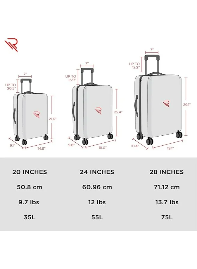 Reflection Reflection 24 Inch Polypropylene Suitcase Lightweight Hardside Gloss Line Series Travel Luggage Trolley with 84L Storage Capacity 4 Spinner Wheels and TSA Lock Royal Blue