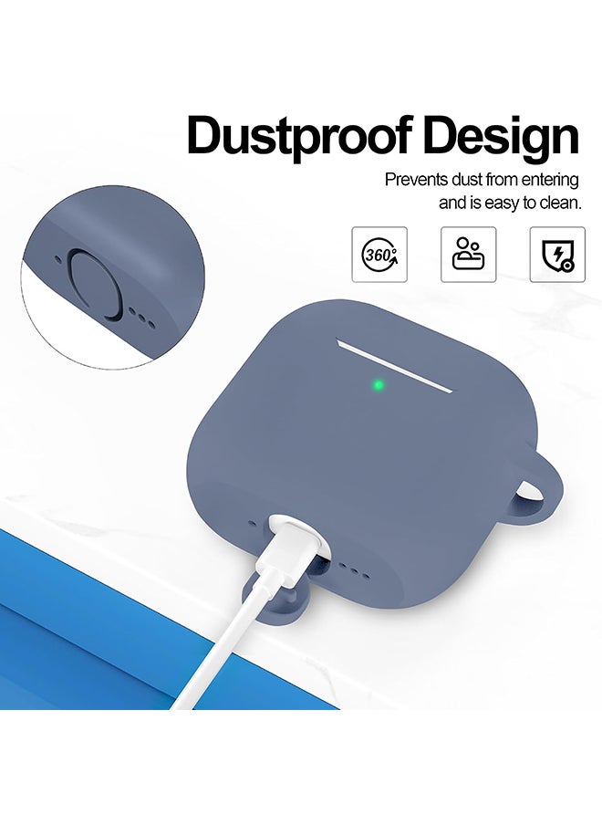 O Ozone For AirPods 4 Silicone Case Cover (2024) ,Full Body Protective Shock-Resistant Silicone Case Cover With Carabiner For Men & Women- Blue Grey  - Image 5