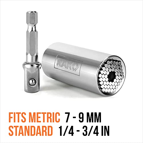 RAK Super Universal Socket Tool, 7-19mm Universal Socket Wrench Set, Gator Grip with Power Drill Adapter Set, Stocking Stuffer, Ideal Cool Gadgets Stuff for Birthday Gifts for Men Dad Husband - Image 4