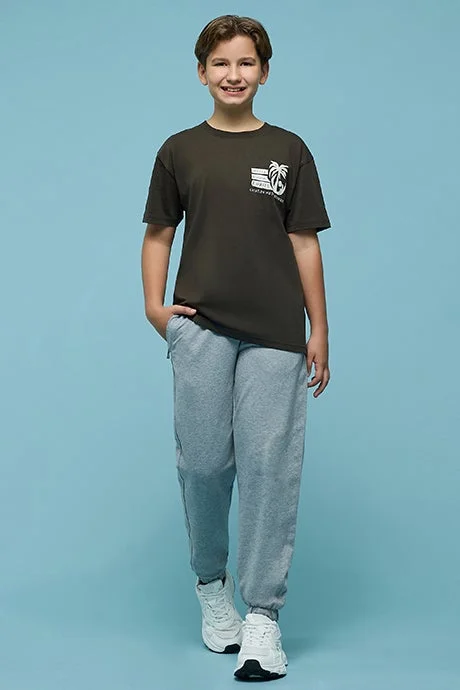 أر أند بي Printed T-Shirt with Crew Neck and Short Sleeves