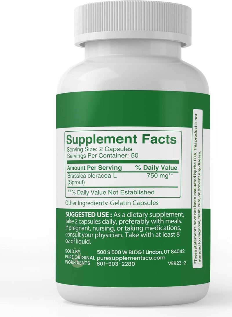 Pure Organic Ingredients Pure Original Ingredients Broccoli Extract Capsules, (100 Capsules) Always Pure, No Additives Or Fillers, Lab Verified - Image 2