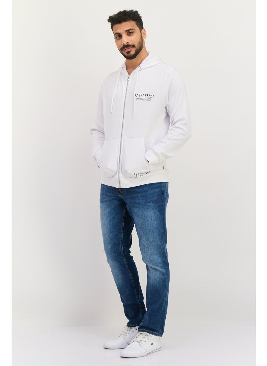 Gazzarrini Men Hooded Brand Logo Long Sleeves Sweatshirt, White  - Image 2