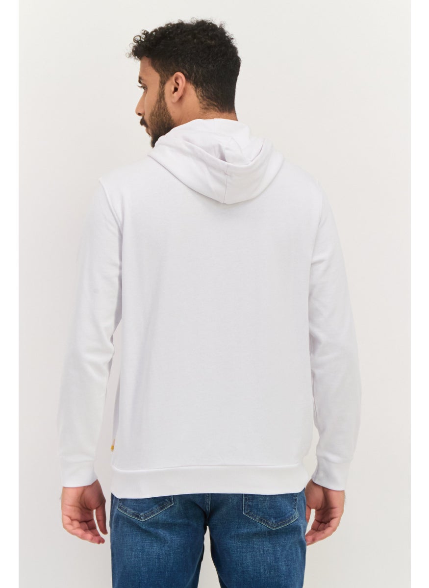 Gazzarrini Men Hooded Brand Logo Long Sleeves Sweatshirt, White  - Image 4