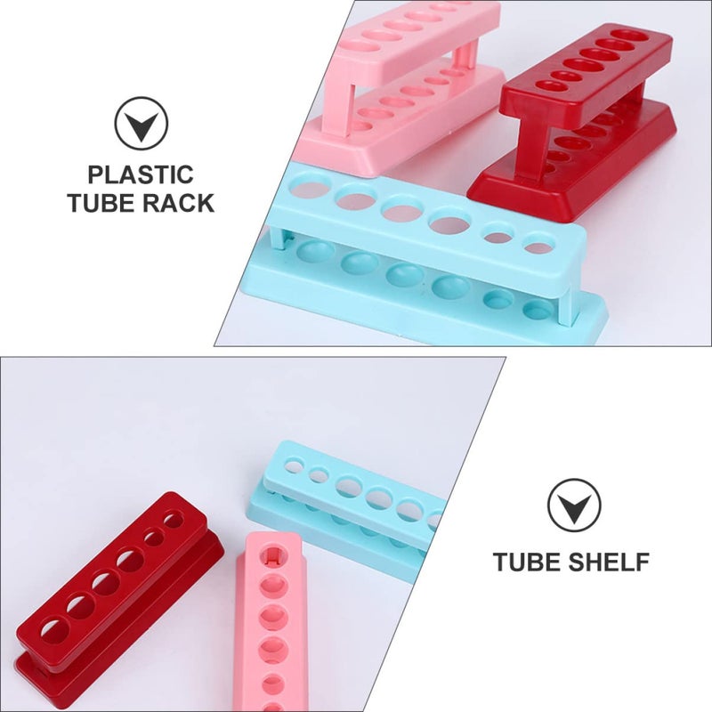 منظم أنابيب اختبار بلاستيكية ABOOFAN ذو 6 فتحات، مناسب للأولاد والتجارب، متعدد الألوان وعملي جدًا كأداة تعليمية. - Image 2