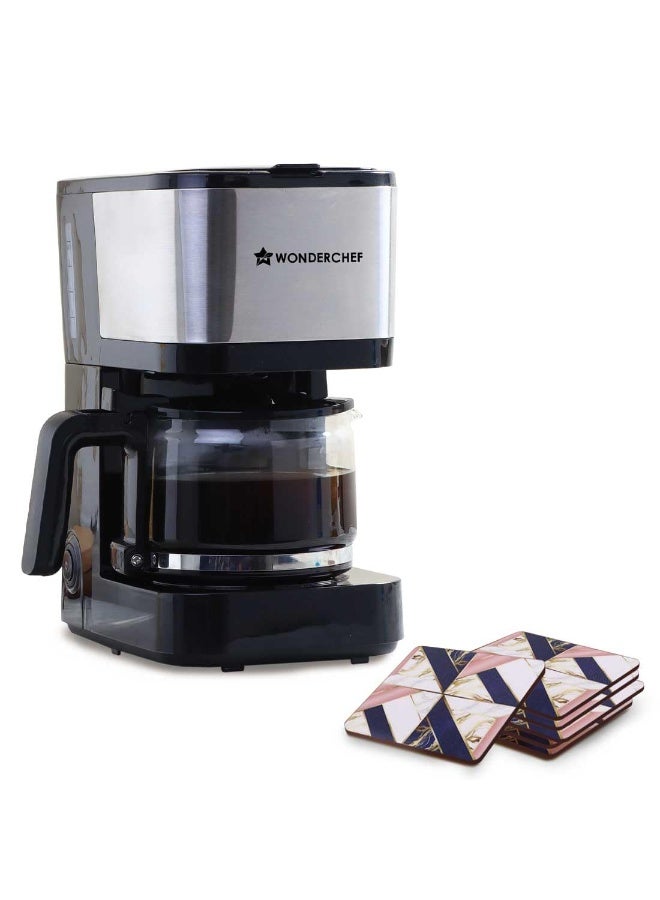Wonderchef Regalia Pronto Coffee Maker + Coaster Set Gift Combo | Brew Coffee Machine | 6 Cups of Coffee in One Go | Set of 6 Coasters | 2 Year Warranty on Coffee Maker - Image 1