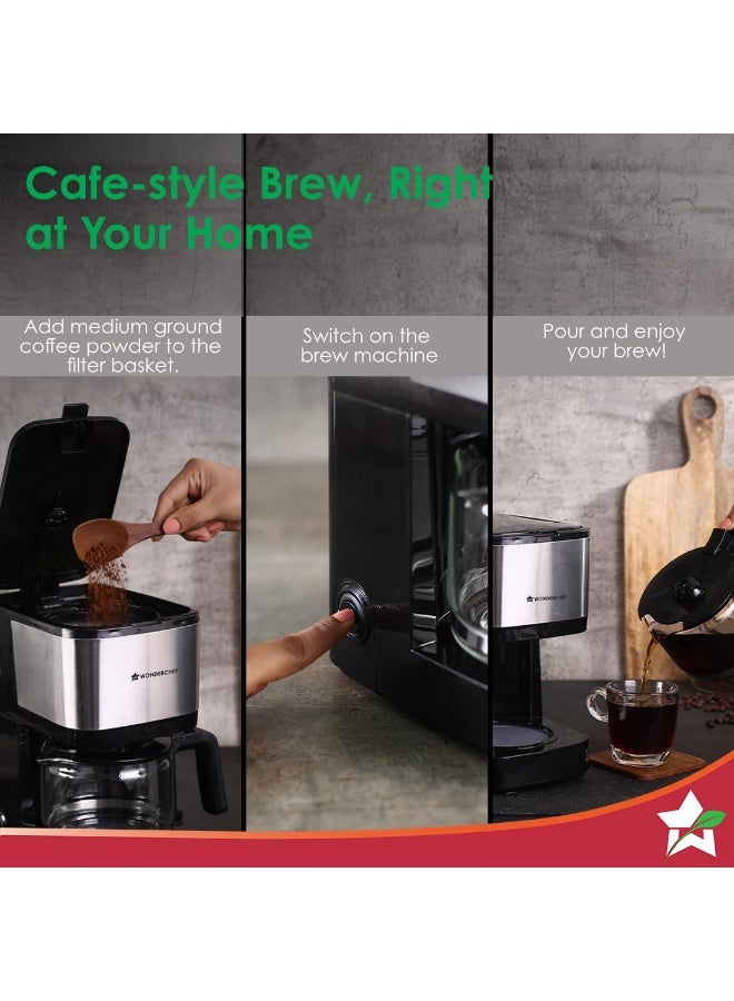 Wonderchef Regalia Pronto Coffee Maker + Coaster Set Gift Combo | Brew Coffee Machine | 6 Cups of Coffee in One Go | Set of 6 Coasters | 2 Year Warranty on Coffee Maker - Image 4