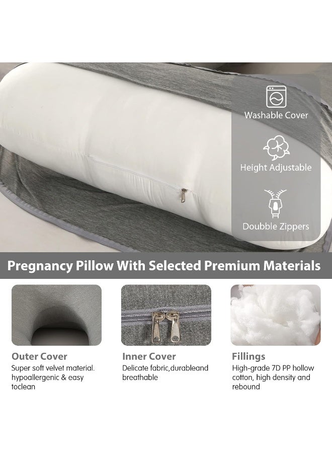 Elover Pregnancy Pillows U-Shape Full Body Pillow Cooling Cover for Sleeping Maternity Pillow (Cooling Material, Dark Gray) - Image 4