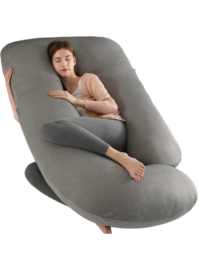 Elover Pregnancy Pillows U-Shape Full Body Pillow Cooling Cover for Sleeping Maternity Pillow (Cooling Material, Dark Gray) - Image 1