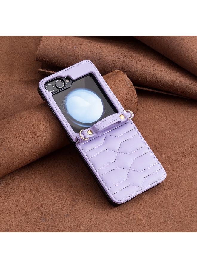 S-TOP Case For Samsung Galaxy Z Flip6 V-shaped Crossbody Lanyard Leather Phone Case - Image 4