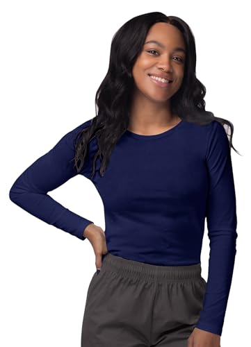Sivvan Scrubs for Women - Long Sleeve Comfort Underscrub Tee - S8500 - Navy - M - Image 1