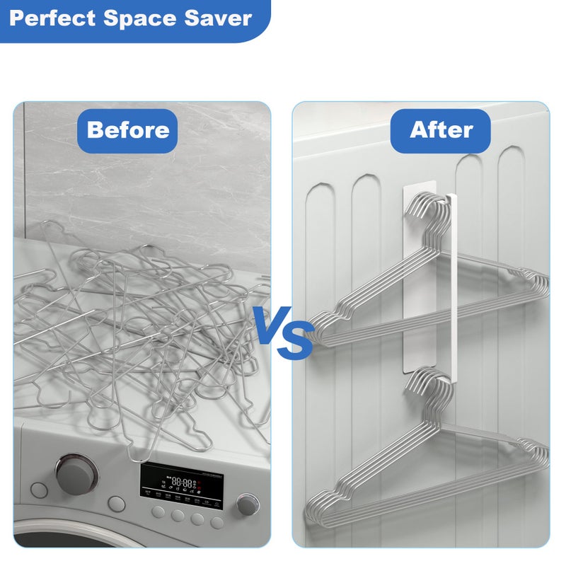 Thipoten Magnetic Hanger Organizer, Thipoten Hangers Holder for Washing Machine, Holding up to 30 Velvet/Wire/Plastic Hangers, Perfect Space Saver for Laundry Room (1, White) - Image 4