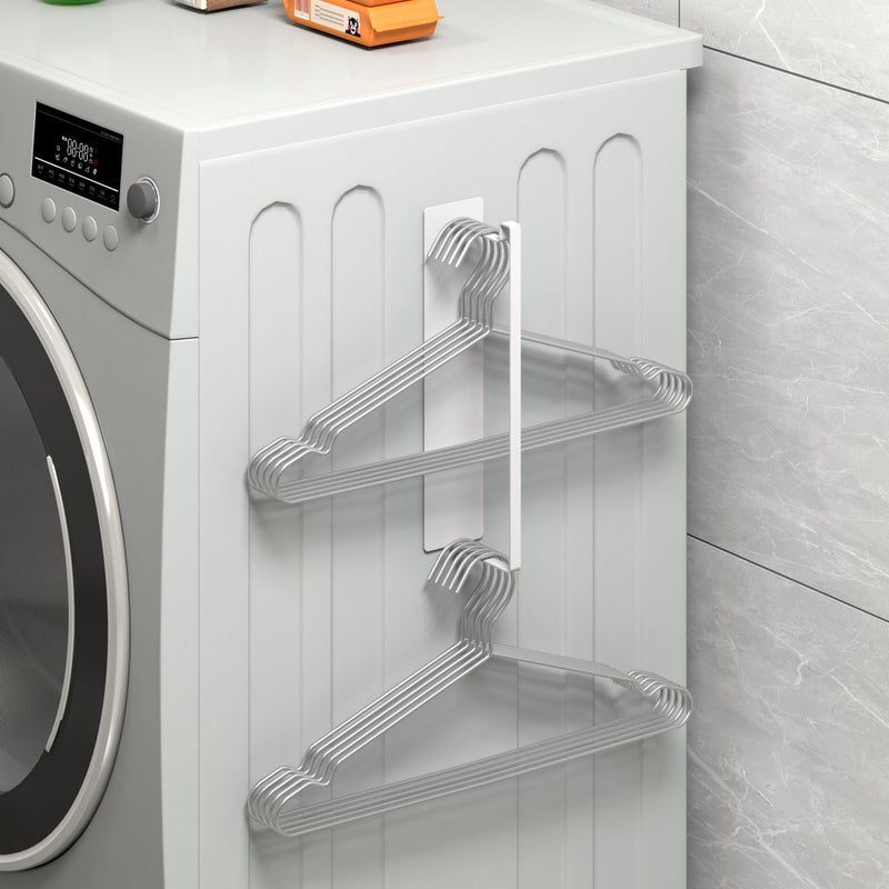 Thipoten Magnetic Hanger Organizer, Thipoten Hangers Holder for Washing Machine, Holding up to 30 Velvet/Wire/Plastic Hangers, Perfect Space Saver for Laundry Room (1, White) - Image 1