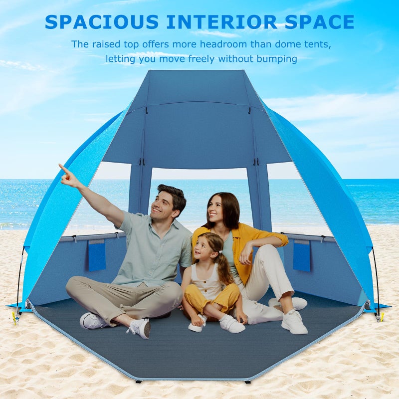 Gorich Portable Beach Tent for 3/4-5/6-7 Person with UPF 50+ UV Protection, Lightweight & Foldable Sun Shelter with 5 Sand Bags, Easy Setup Windproof Beach Umbrella Sun Shade - Image 2