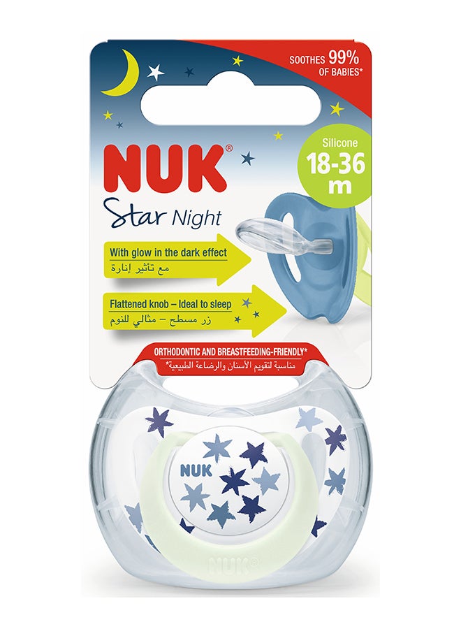 Pacifier Star Night 18 36M 1Pc (Blue)