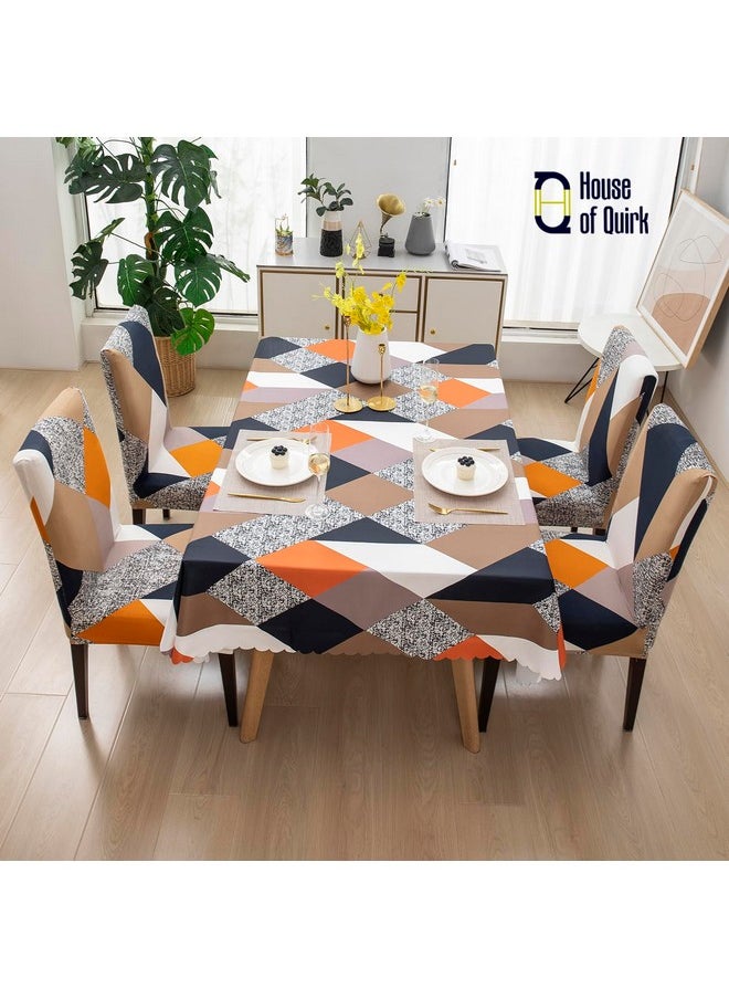 HOUSE OF QUIRK House of Quirk Dining Chair Cover with Table Covers for Kitchen Waterproof Dining Table Cloth (Multi Prism, 1 Table Cover + 4 Chair Cover)  - Image 2