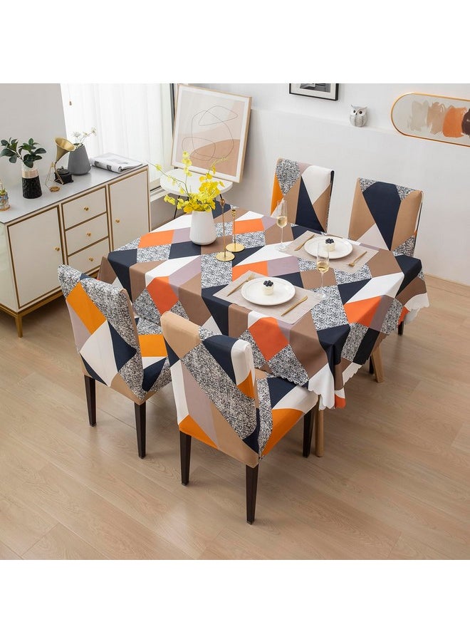HOUSE OF QUIRK House of Quirk Dining Chair Cover with Table Covers for Kitchen Waterproof Dining Table Cloth (Multi Prism, 1 Table Cover + 4 Chair Cover)  - Image 1
