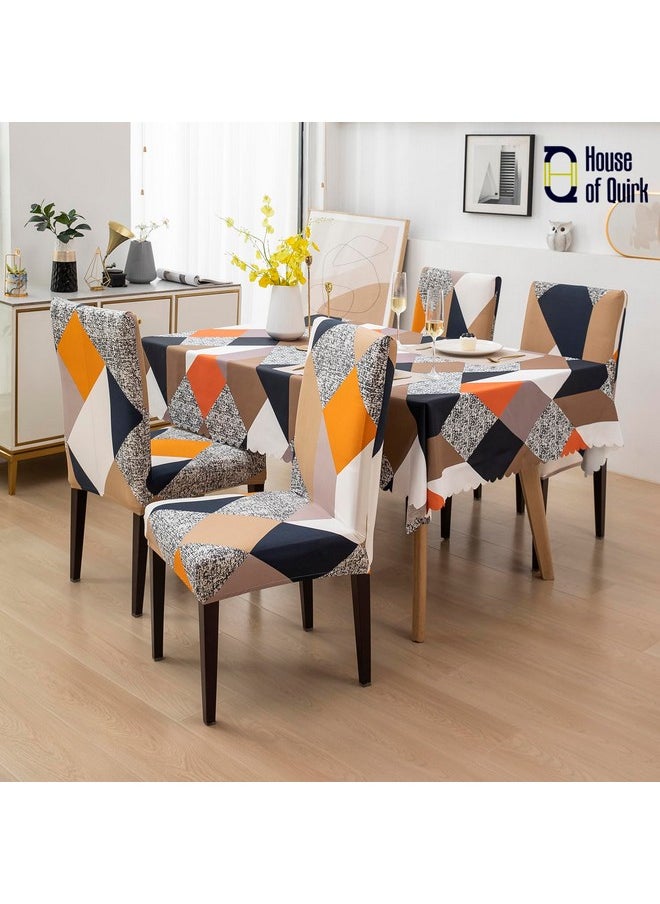 HOUSE OF QUIRK House of Quirk Dining Chair Cover with Table Covers for Kitchen Waterproof Dining Table Cloth (Multi Prism, 1 Table Cover + 4 Chair Cover)  - Image 3