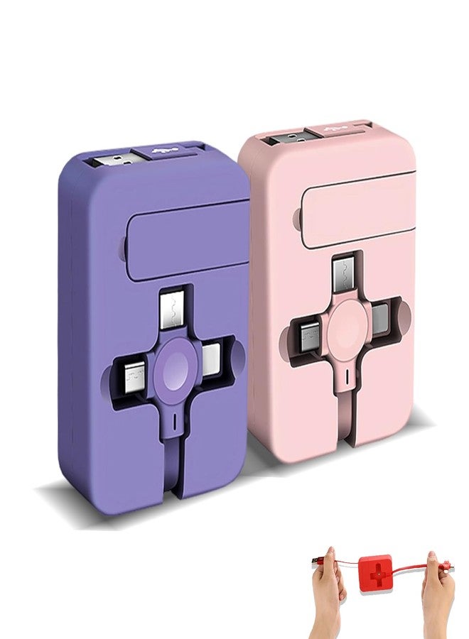 Gartmost 2 Pcs 3 in 1 Retractable Multi Fast Chargers Cable(3.28FT) with USB C/Micro USB/L and Phone Stand, Compatible with iPhone 17/16/15/14/13/12/11/10/9/8/Android/Tablet - Image 1