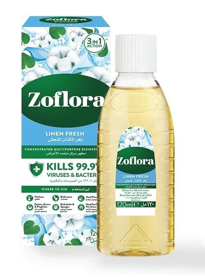 Zoflora Concentrated Multipurpose Disinfectant-Linen Fresh120ml  - Image 1