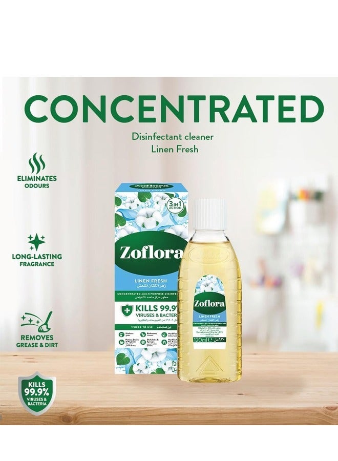 Zoflora Concentrated Multipurpose Disinfectant-Linen Fresh120ml  - Image 3