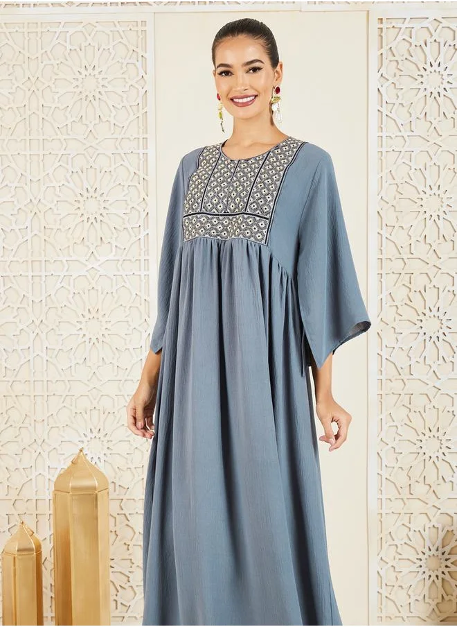 Styli Embroidered Cape Sleeves Jalabiya