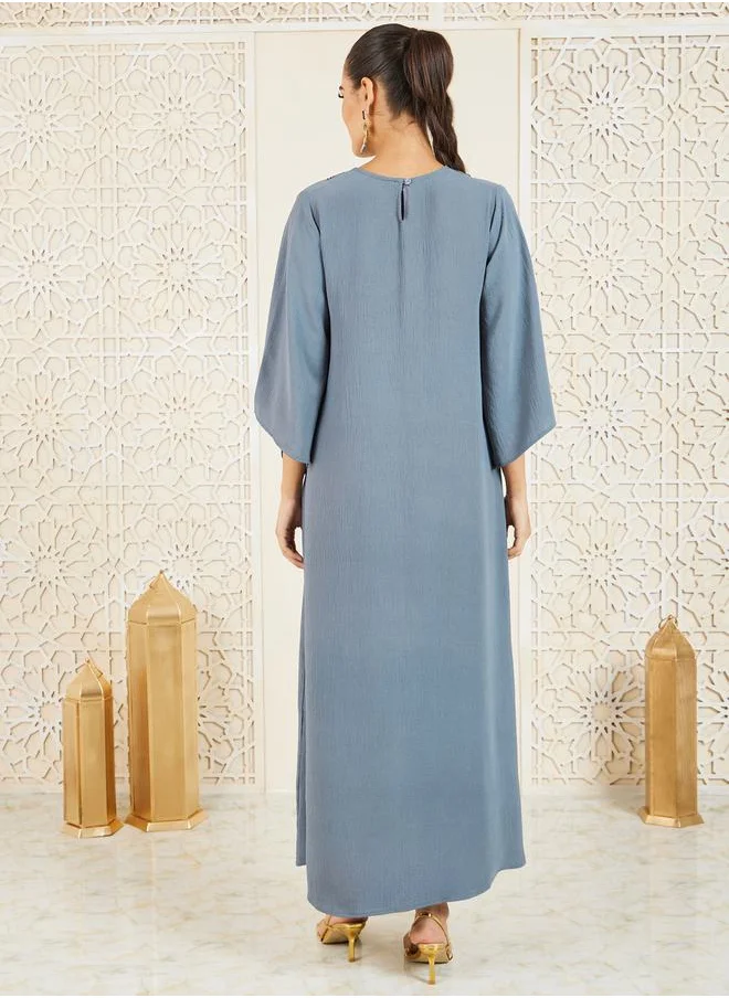 Styli Embroidered Cape Sleeves Jalabiya