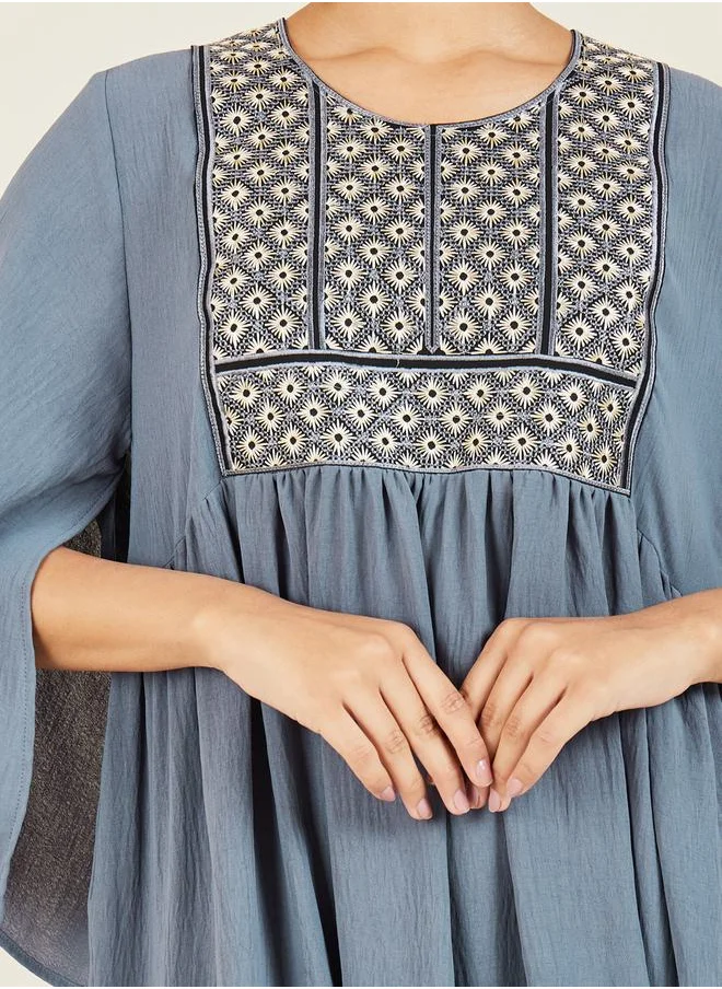 Styli Embroidered Cape Sleeves Jalabiya