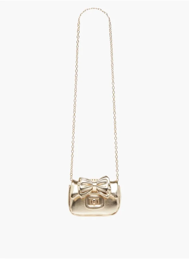 سيليست Girls Bow Accent Crossbody Bag with Chain Strap and Twist Lock Closure