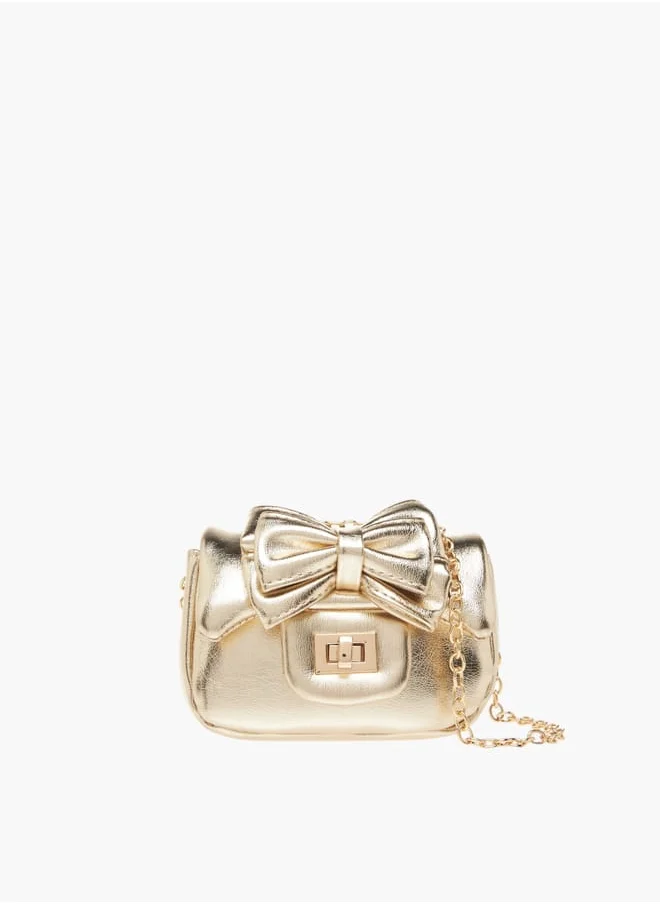 سيليست Girls Bow Accent Crossbody Bag with Chain Strap and Twist Lock Closure