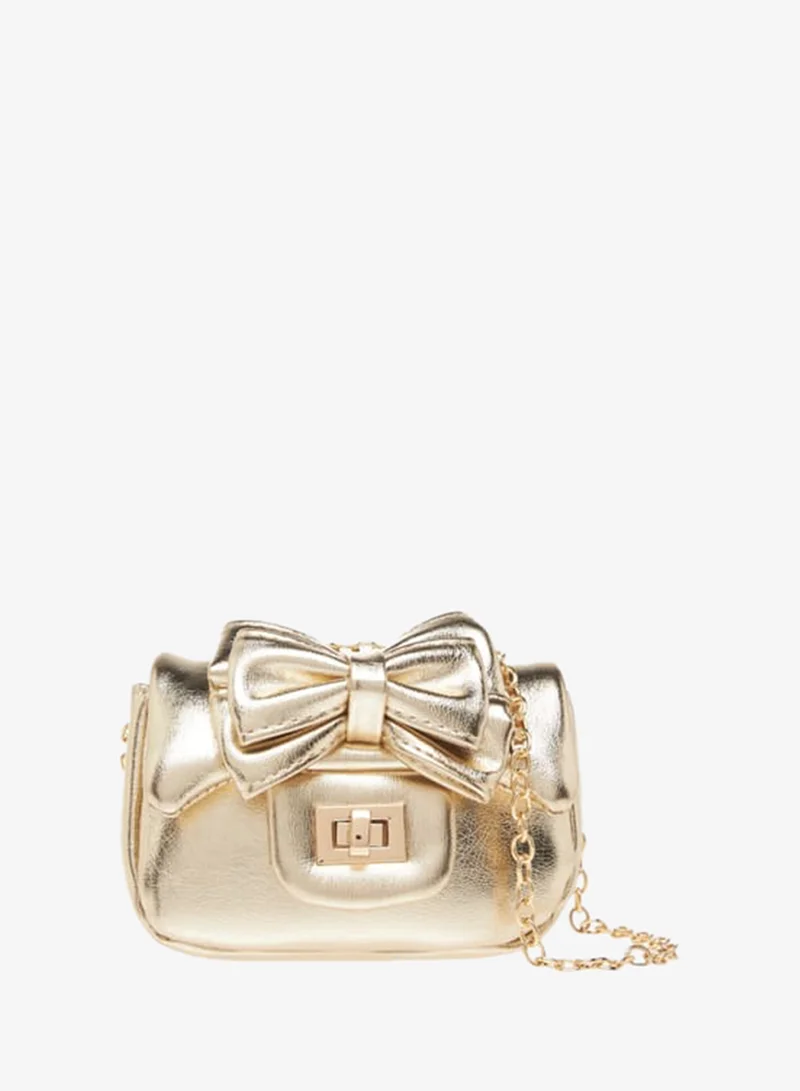 Celeste Girls Bow Accent Crossbody Bag with Chain Strap and Twist Lock Closure