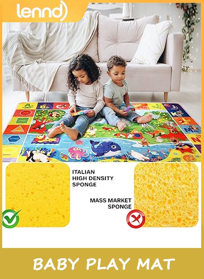 LENND Baby Play Mat for Floor, Non-Slip Playmat for Toddlers & Infants, Extra Thick Large Padded Educational ABC Kids Rug for Crawling & Playing Super Soft Plush Surface to Keep Safe(100cmx160cm) - Image 3