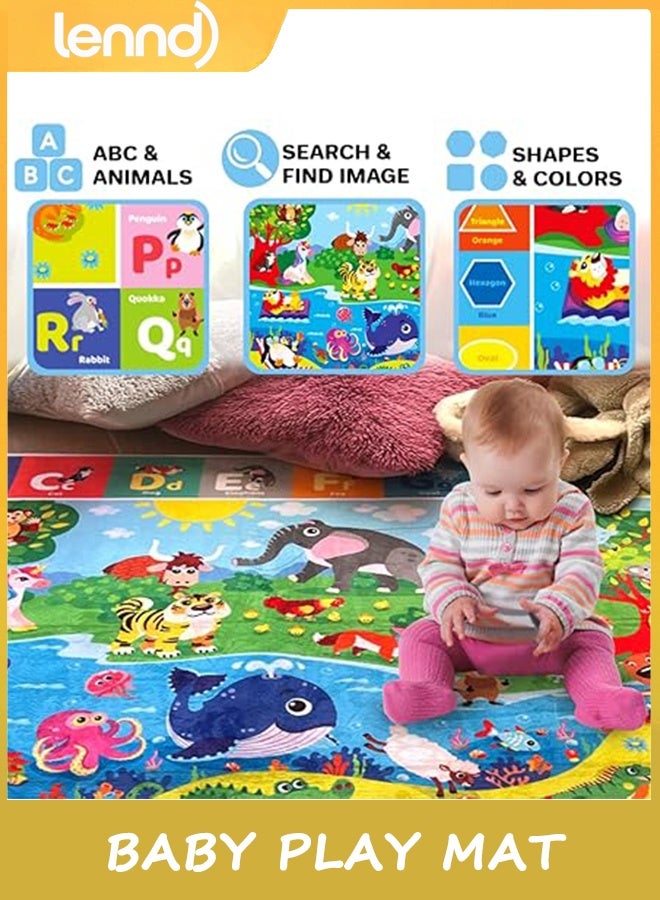 LENND Baby Play Mat for Floor, Non-Slip Playmat for Toddlers & Infants, Extra Thick Large Padded Educational ABC Kids Rug for Crawling & Playing Super Soft Plush Surface to Keep Safe(100cmx160cm) - Image 5