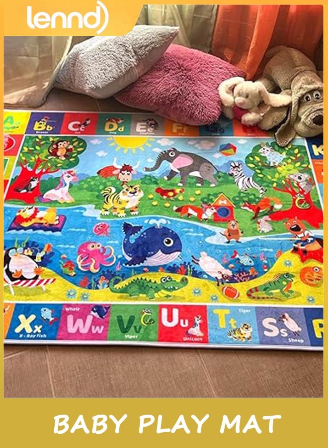 LENND Baby Play Mat for Floor, Non-Slip Playmat for Toddlers & Infants, Extra Thick Large Padded Educational ABC Kids Rug for Crawling & Playing Super Soft Plush Surface to Keep Safe(100cmx160cm) - Image 2
