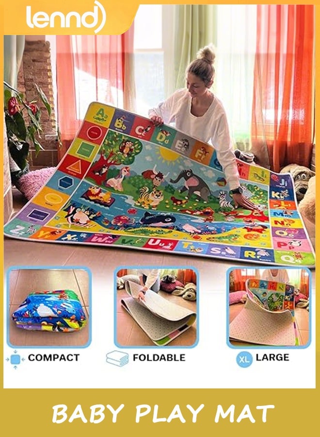 LENND Baby Play Mat for Floor, Non-Slip Playmat for Toddlers & Infants, Extra Thick Large Padded Educational ABC Kids Rug for Crawling & Playing Super Soft Plush Surface to Keep Safe(100cmx160cm) - Image 4
