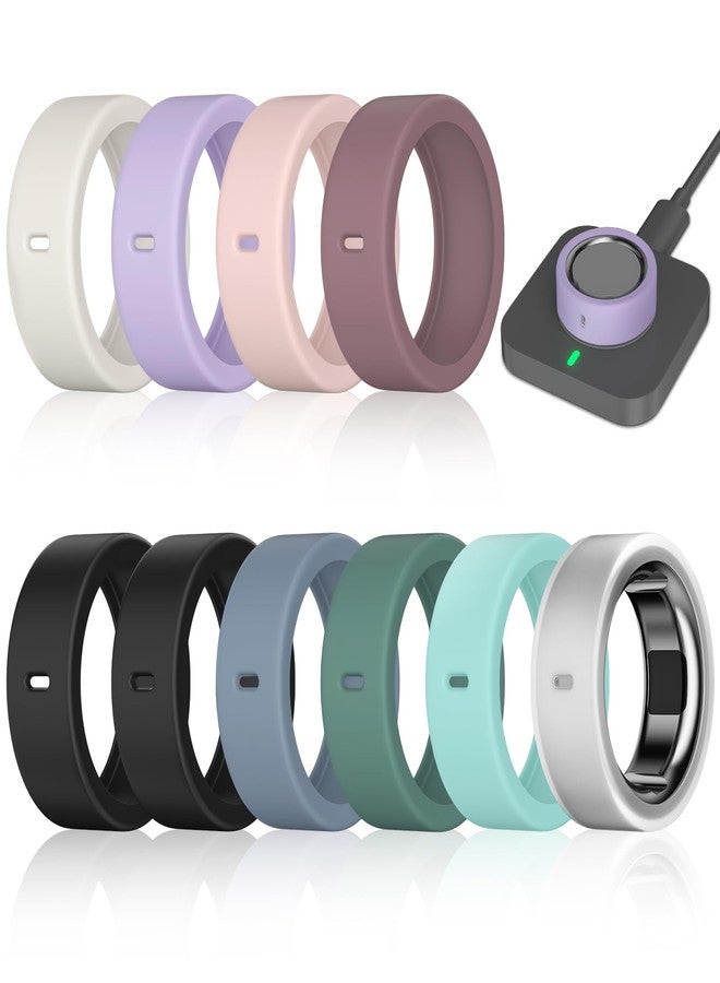 ZOOROO عبوة من 10 أغطية حلقات متوافقة مع حلقات Oura Ring Gen 4/4 Ceramic و Oura Ring Gen 3 Horizon/Heritage، تدعم الشحن مع وجود الغطاء، واقي حلقات سيليكون مرن مضاد للخدش للرجال والنساء أثناء التمرين - Image 1
