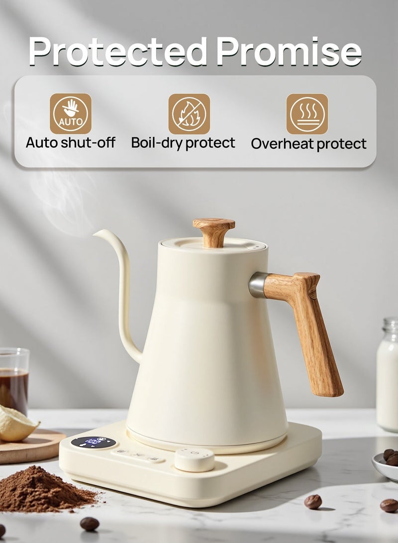 بريتيل غلاية V60 ذات عنق معقوف سعة 900 مل بقوة 1200 واط مزودة بتحكم رقمي في درجة الحرارة 6 إعدادات مسبقة عزل تلقائي مصنوعة من الفولاذ المقاوم للصدأ مناسبة للاستخدام المنزلي والمكتبي - Image 3