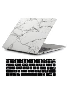 Compatible with Mac Book New Pro 13 inch Case 2018/2017/2016 Model A1988 A1708 Non Touch Bar Ultra Slim Plastic Hard Shell Case with US Layout English Keyboard Cover White Marble