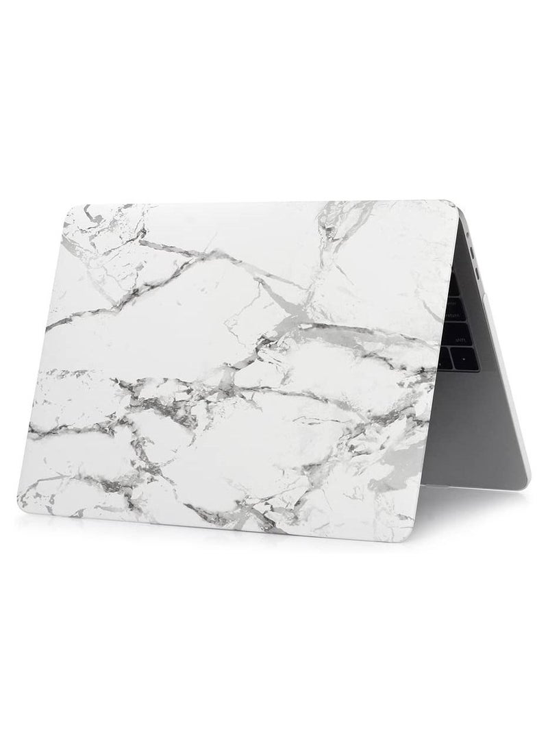 AMM - Compatible with Mac Book New Pro 13 inch Case 2018/2017/2016 Model A1988 A1708 Non Touch Bar Ultra Slim Plastic Hard Shell Case with US Layout English Keyboard Cover White Marble - Image 1