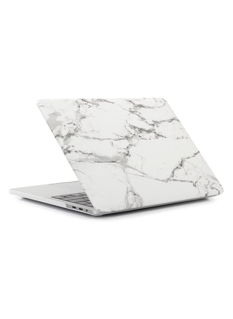 AMM Compatible with Mac Book New Pro 13 inch Case 2018/2017/2016 Model A1988 A1708 Non Touch Bar Ultra Slim Plastic Hard Shell Case with US Layout English Keyboard Cover White Marble  - Image 4