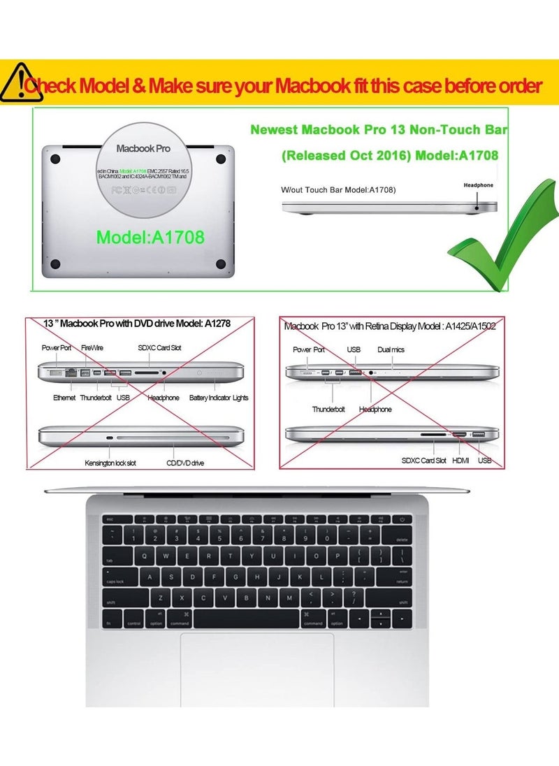 AMM Compatible with Mac Book New Pro 13 inch Case 2018/2017/2016 Model A1988 A1708 Non Touch Bar Ultra Slim Plastic Hard Shell Case with US Layout English Keyboard Cover White Marble  - Image 2
