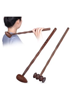 Wood Hammer Self Massage Tools, 2 Pack Handheld Therapy Stick for Back and Neck, Ideal Self-Massage Gift for Seniors