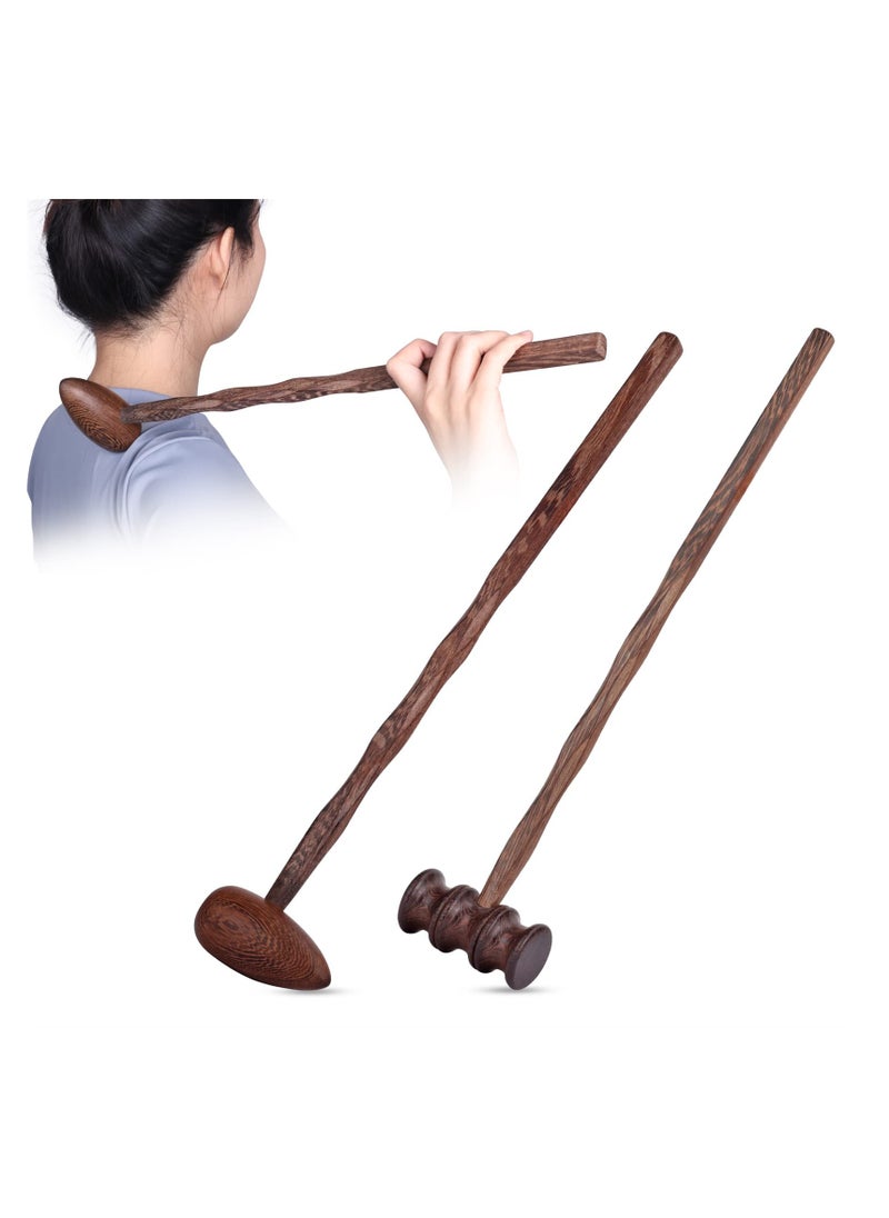 SYOSI - Wood Hammer Self Massage Tools, 2 Pack Handheld Therapy Stick for Back and Neck, Ideal Self-Massage Gift for Seniors - Image 1